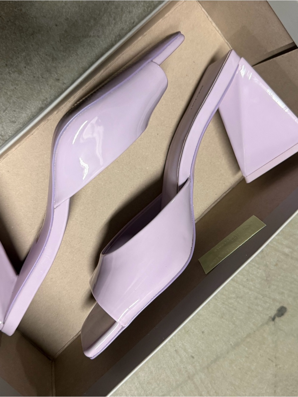 OAK + FORT Lilac Patent Block Heel Mules